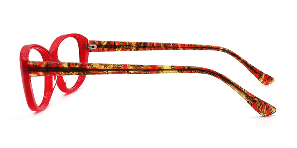 laura rectangle red eyeglasses frames side view