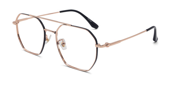 lavish aviator rose gold eyeglasses frames angled view