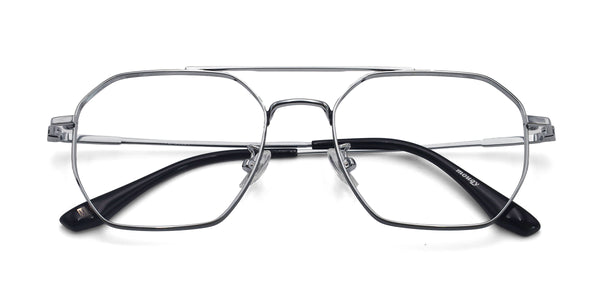 lavish aviator silver eyeglasses frames top view