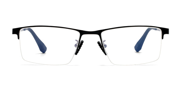 lex rectangle black gun gray eyeglasses frames front view