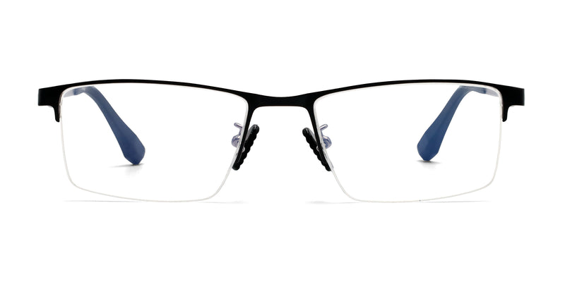 lex rectangle black gun gray eyeglasses frames front view