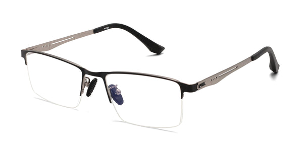 lex rectangle black gun gray eyeglasses frames angled view