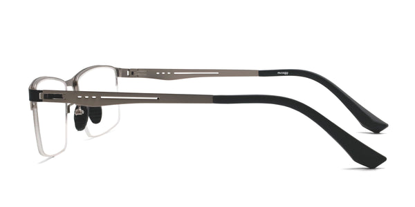lex rectangle black gun gray eyeglasses frames side view