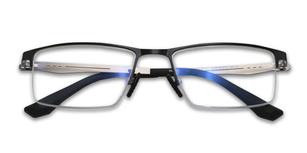 lex rectangle black gun gray eyeglasses frames top view