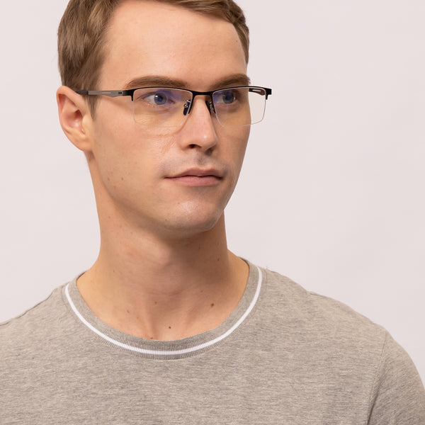 lex rectangle black gun gray eyeglasses frames for men side view