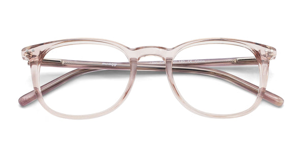 lilac square pink eyeglasses frames top view