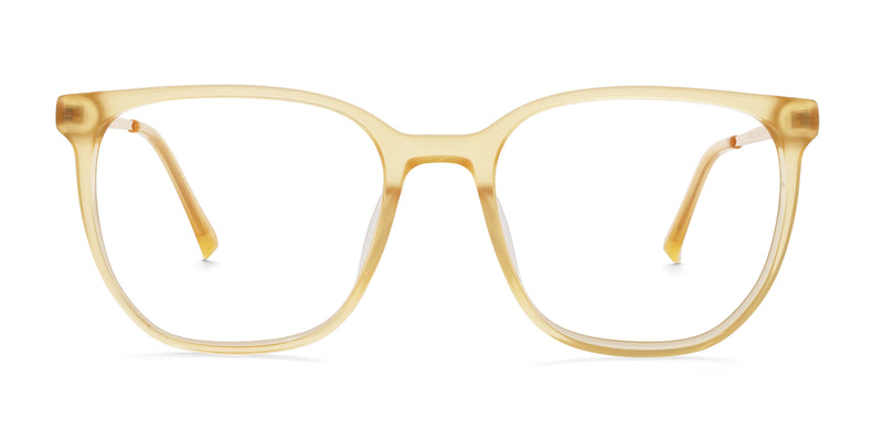 lovey square yellow eyeglasses frames front view