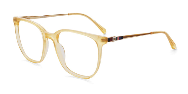 lovey square yellow eyeglasses frames angled view