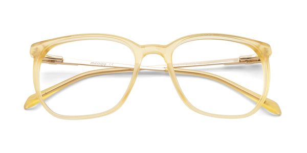 lovey square yellow eyeglasses frames top view