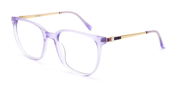 lovey square purple eyeglasses frames angled view