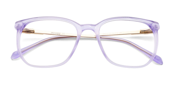 lovey square purple eyeglasses frames top view