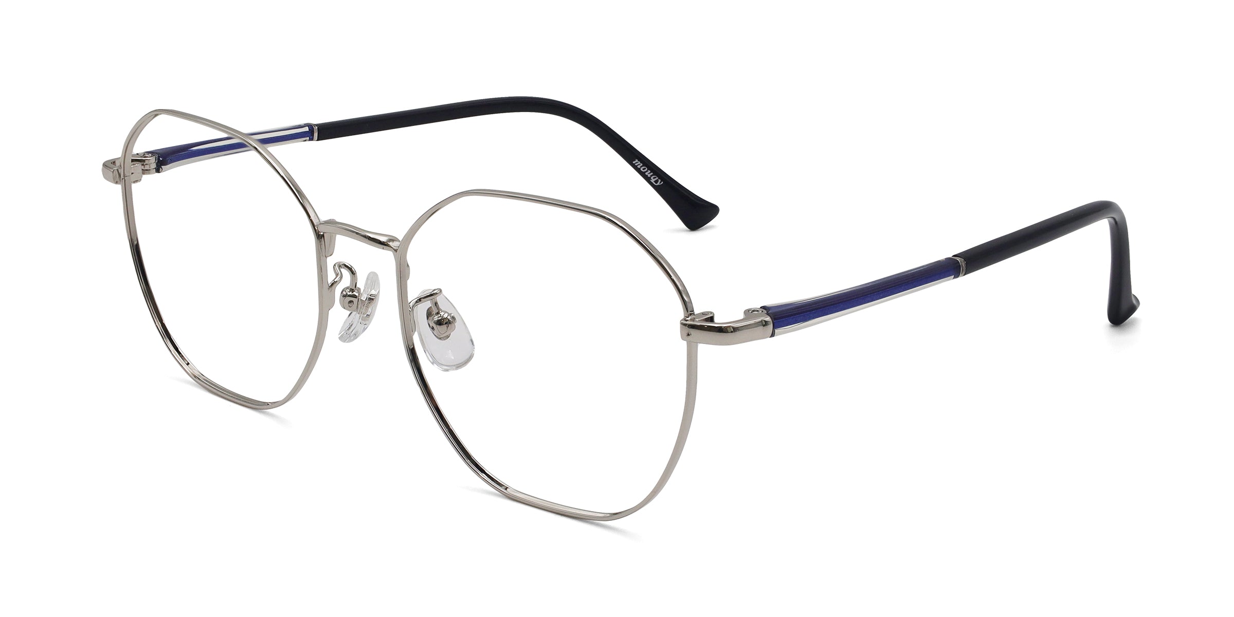 march geometric silver eyeglasses frames angled view