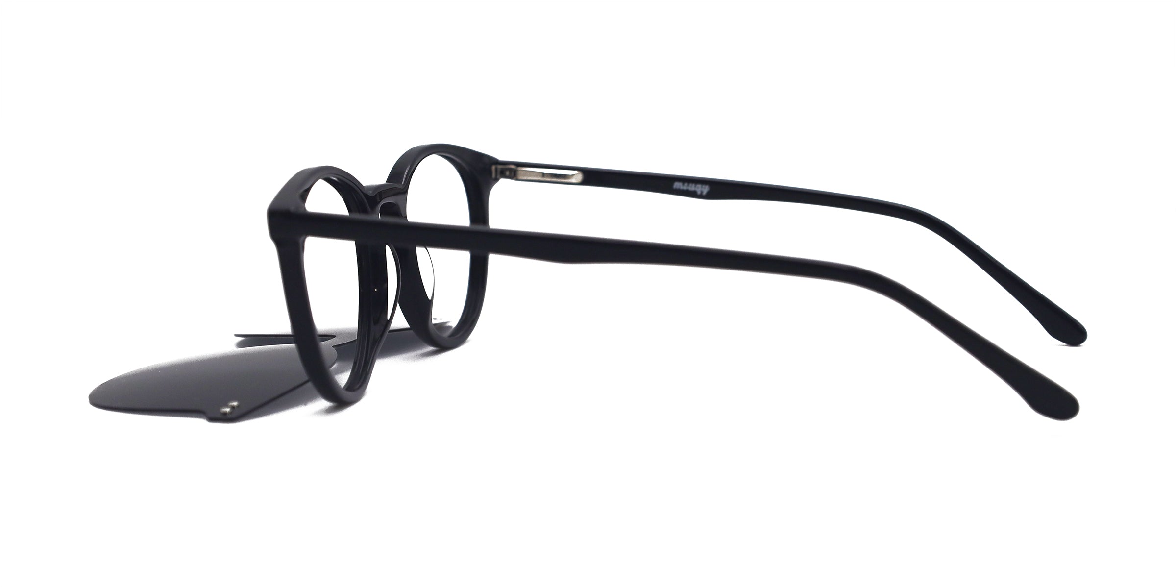 mascot oval black eyeglasses frames side view