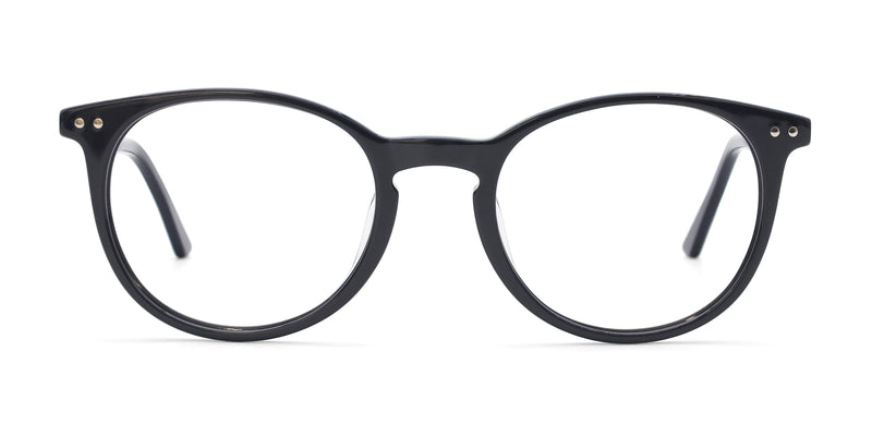 mate oval black eyeglasses frames front view