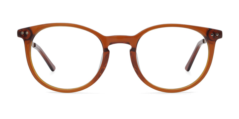 mate oval brown eyeglasses frames front view