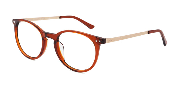 mate oval brown eyeglasses frames angled view