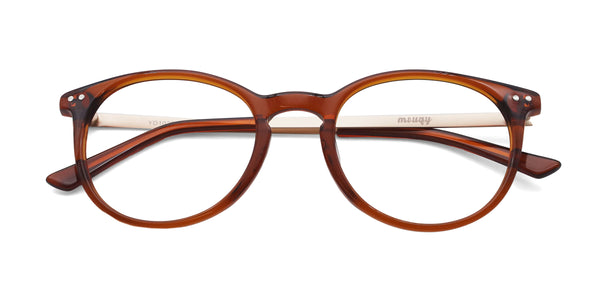 mate oval brown eyeglasses frames top view