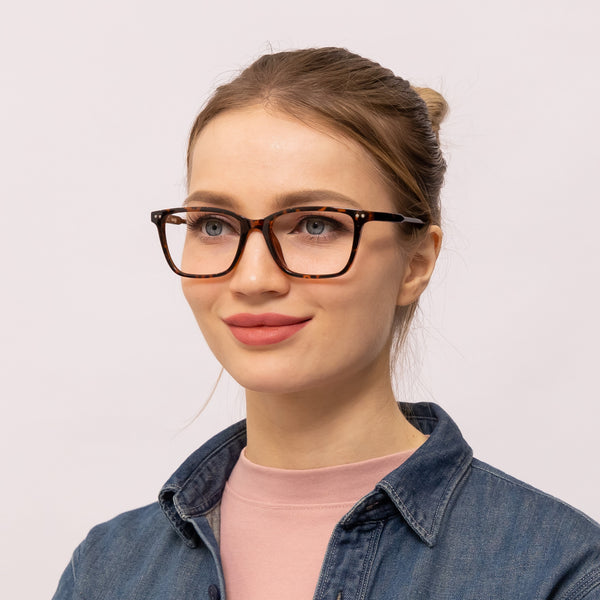 matix rectangle tortoise eyeglasses frames for women angled view