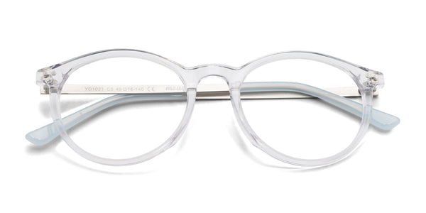 mie oval transparent silver eyeglasses frames top view