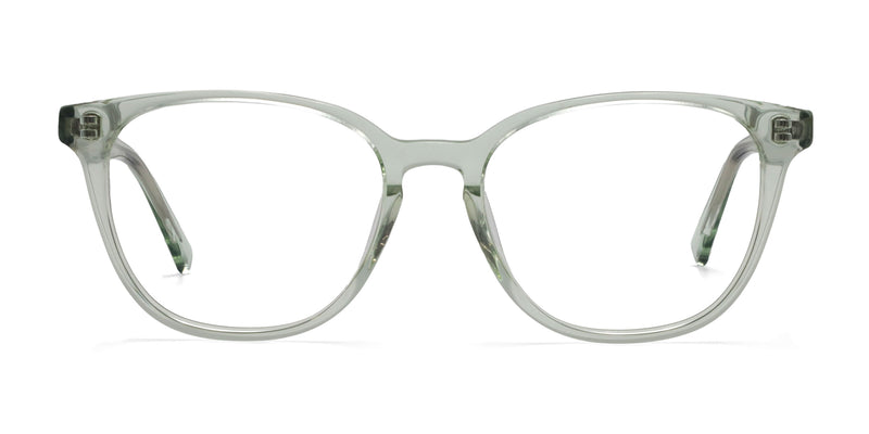 mint square transparent green eyeglasses frames front view