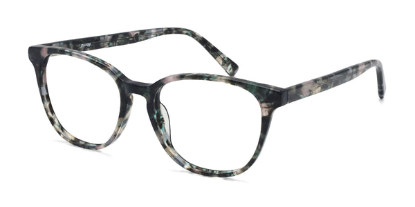 mint square pink tortoise eyeglasses frames angled view