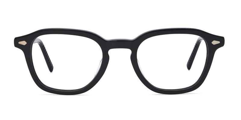 modest square black eyeglasses frames front view