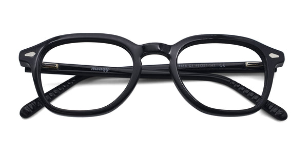modest square black eyeglasses frames top view
