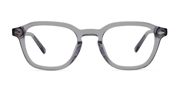 modest square gray eyeglasses frames front view
