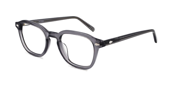modest square gray eyeglasses frames angled view