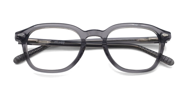 modest square gray eyeglasses frames top view