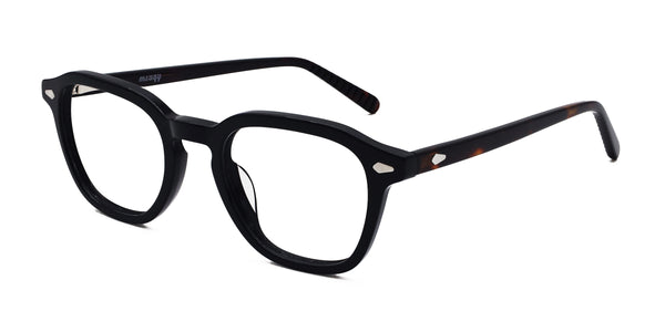 modest square tortoise eyeglasses frames angled view