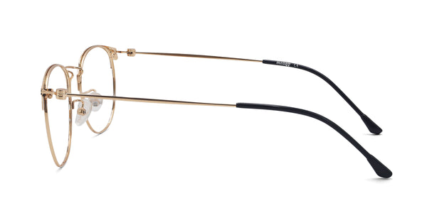 moon round black gold eyeglasses frames side view