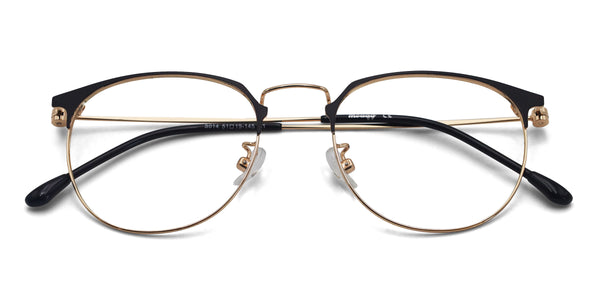 moon round black gold eyeglasses frames top view