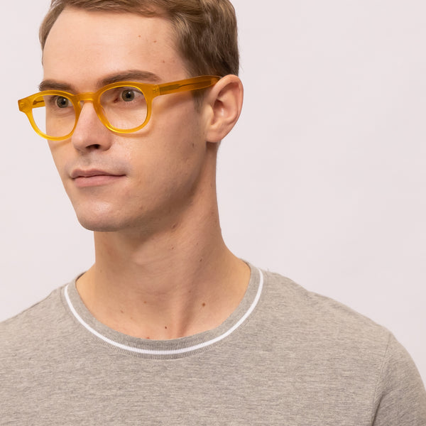 murphy square yellow eyeglasses frames for men angled view