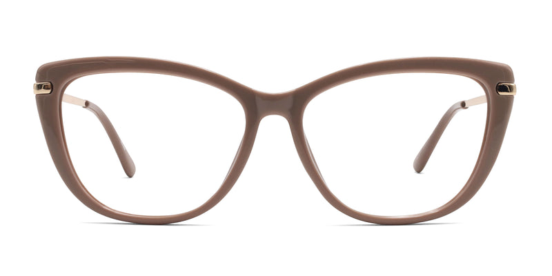 natty cat eye light brown eyeglasses frames front view