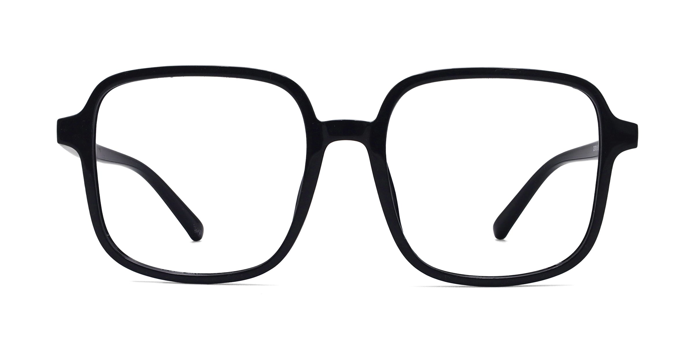 Navy Square Shiny Black eyeglasses frames front view