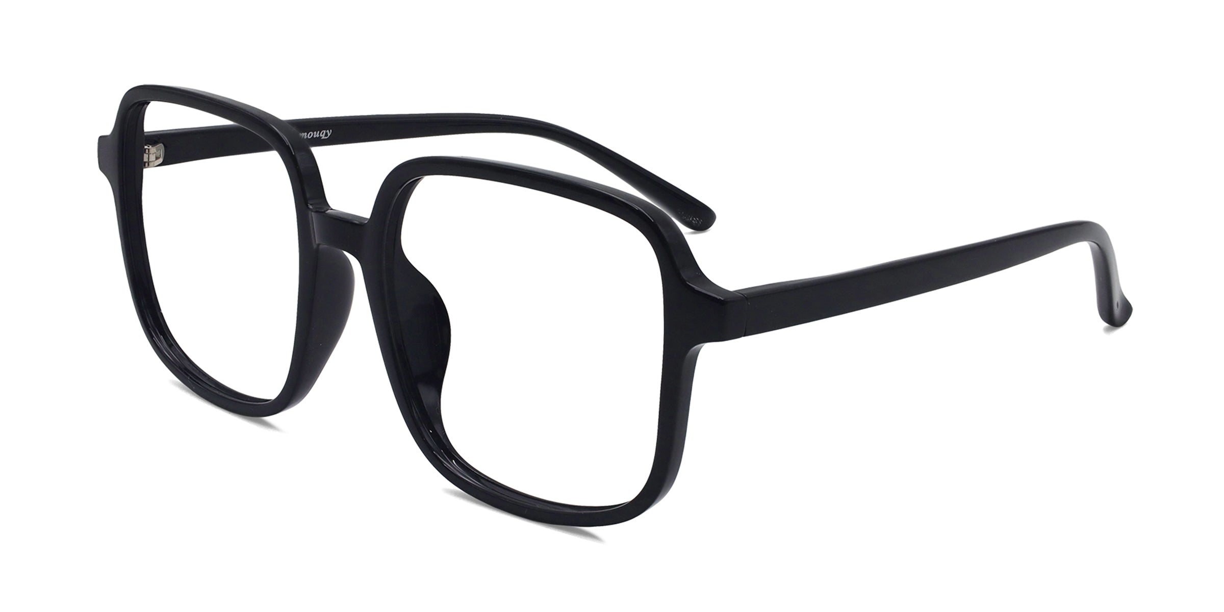Navy Square Shiny Black eyeglasses frames angled view