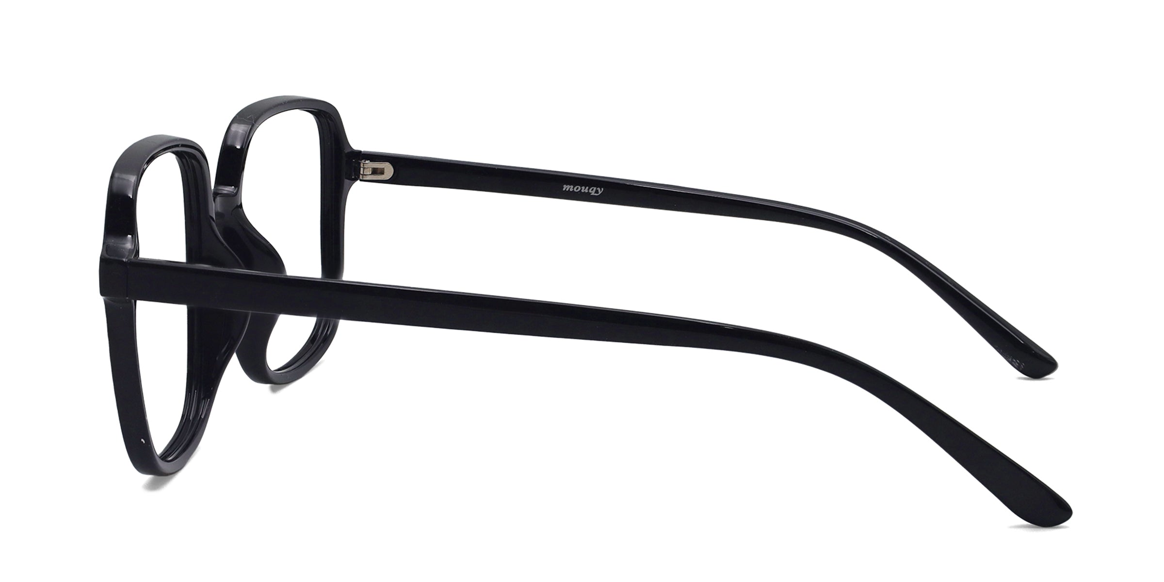 Navy Square Shiny Black eyeglasses frames side view