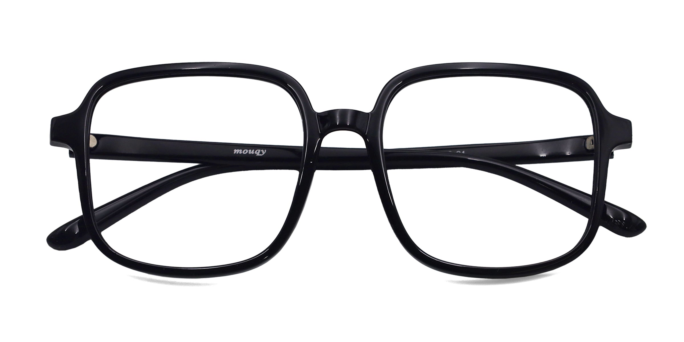 Navy Square Shiny Black eyeglasses frames top view