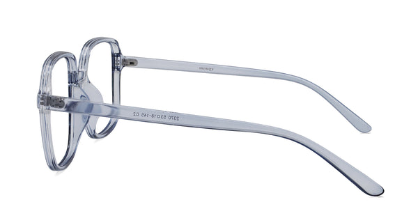 navy square transparent blue eyeglasses frames side view