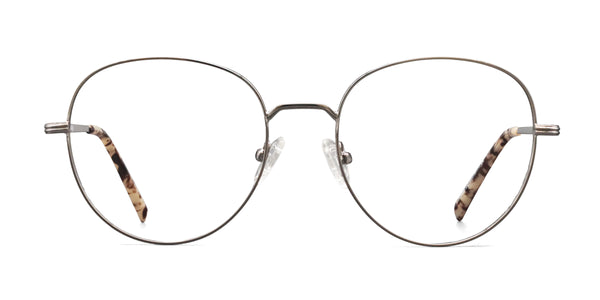 noble round sliver eyeglasses frames front view