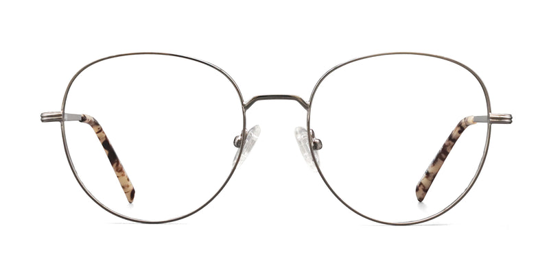 noble round sliver eyeglasses frames front view