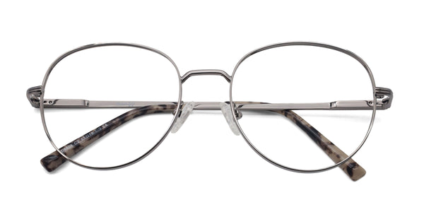noble round sliver eyeglasses frames top view