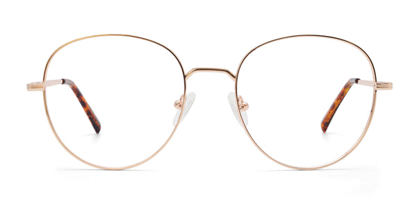 noble round rose gold eyeglasses frames front view