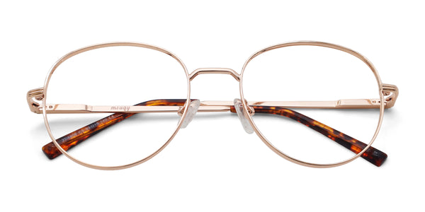 noble round rose gold eyeglasses frames top view