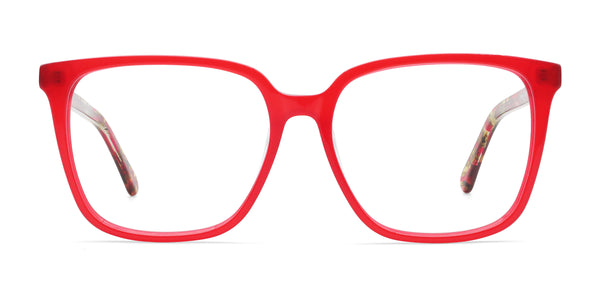 nora square red eyeglasses frames front view