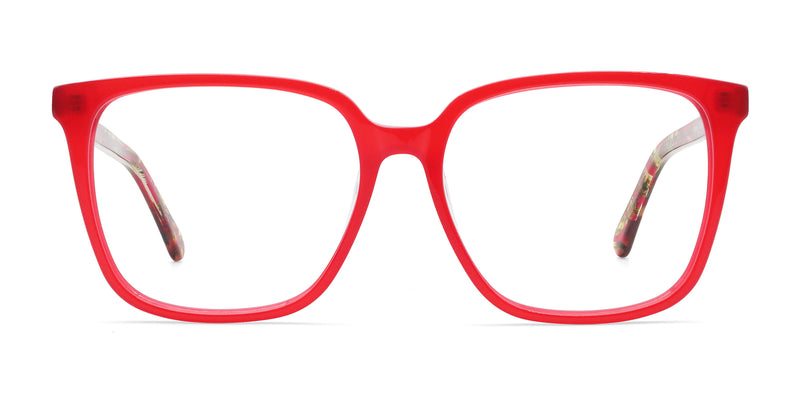 nora square red eyeglasses frames front view