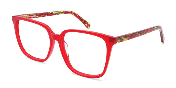 nora square red eyeglasses frames angled view