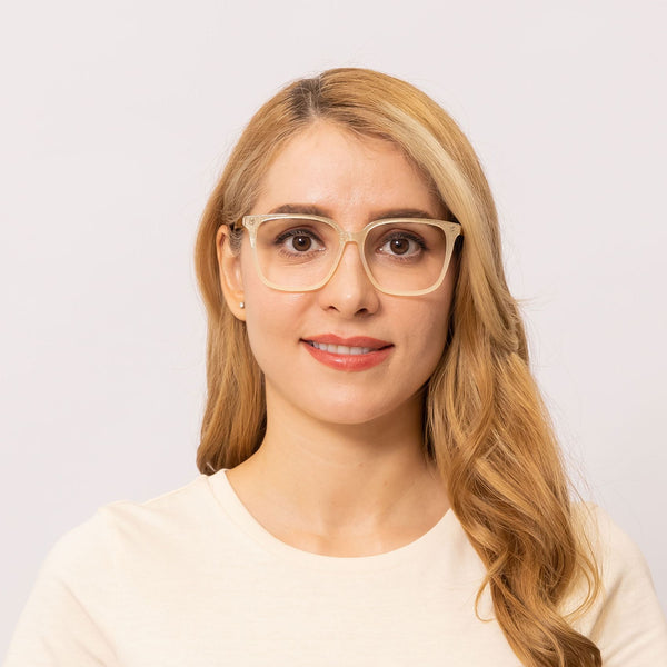 nora square yellow eyeglasses frames for women front view