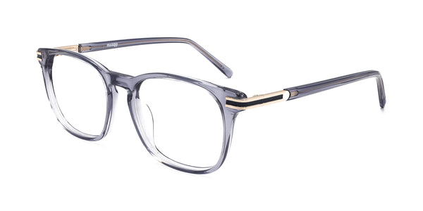 nori square transparent gray eyeglasses frames angled view